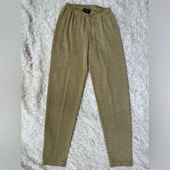 randall roy for william kasper pants shimmery pull one unlined gold size S - Picture 1 of 8